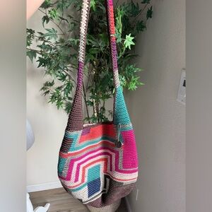 The Sak Crochet Hobo Shoulder Bag Boho Chic Patchwork Artisan Made